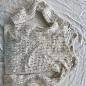 Justice white fuzzy sweater